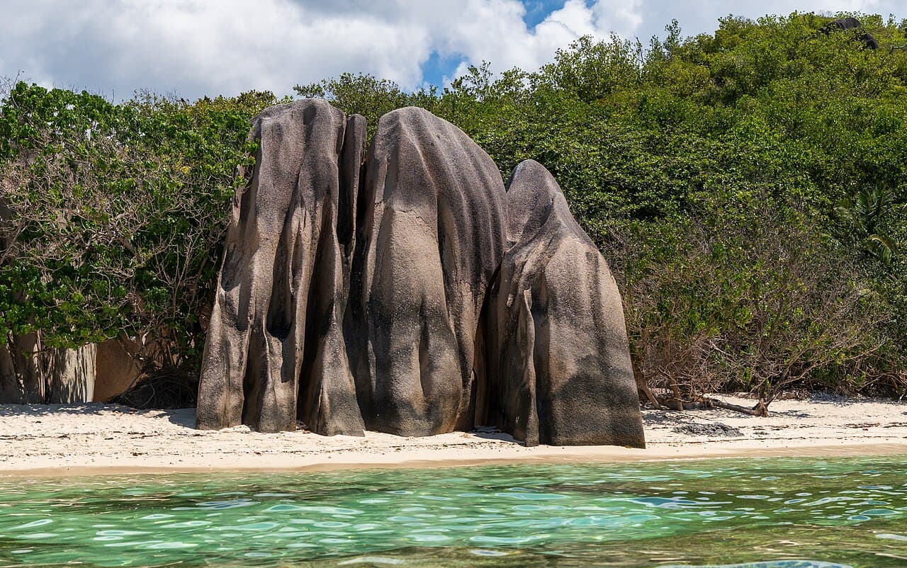 Granite boulders and turquoise water at Anse Source d'Argent, La Digue